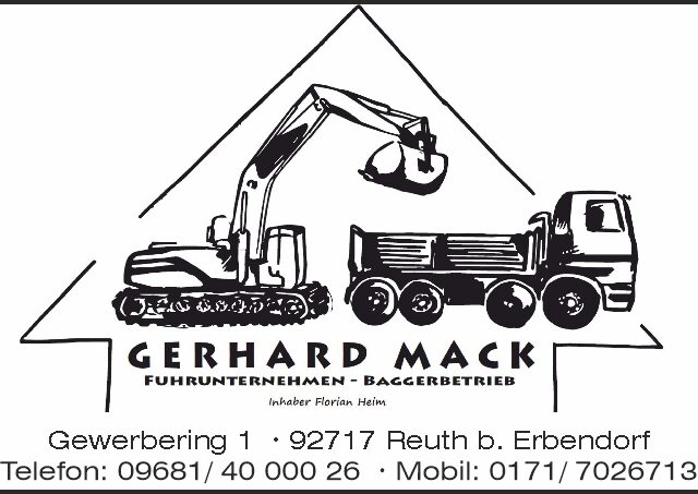 Gerhard Mack Fuhrunternehmen - Baggerbetrieb