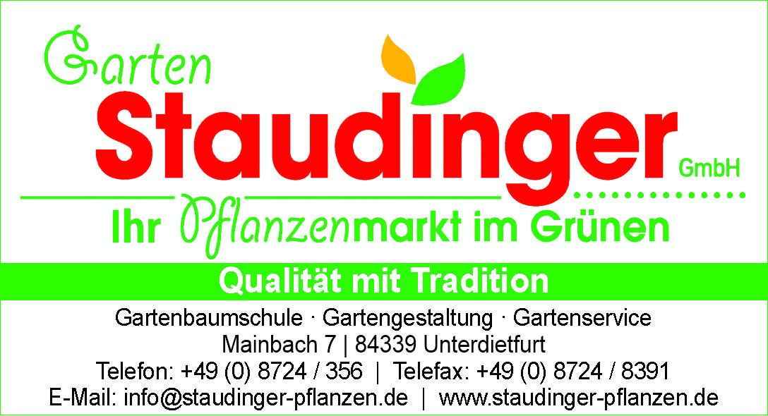 Garten Staudinger GmbH Gartenbaumschule · Gartengestaltung · Gartenservice