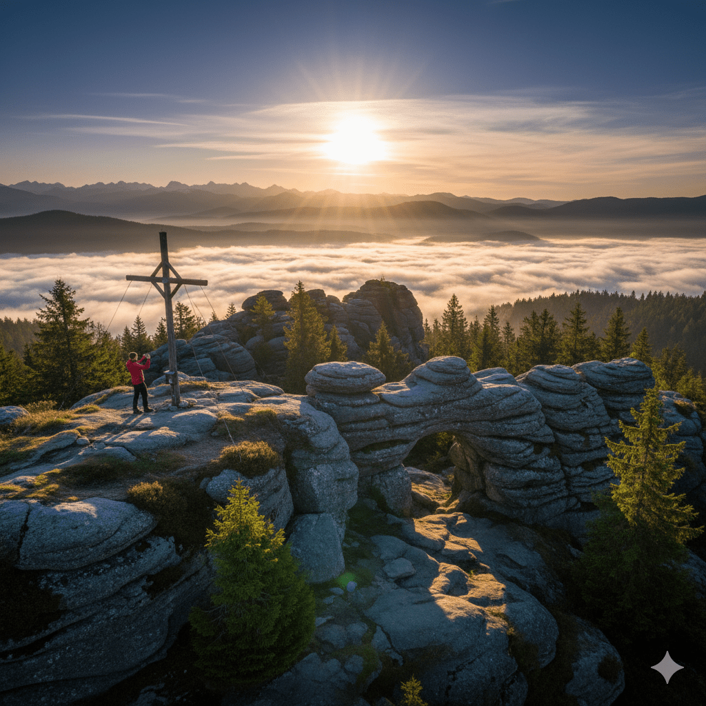 Großer Büchelstein – Gipfelkreuz und Panoramablick